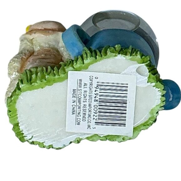 Snow Globe Vintage Easter Bunny and Chick Watering Can Ceramic Collectible 1990 - Picture 6 of 16